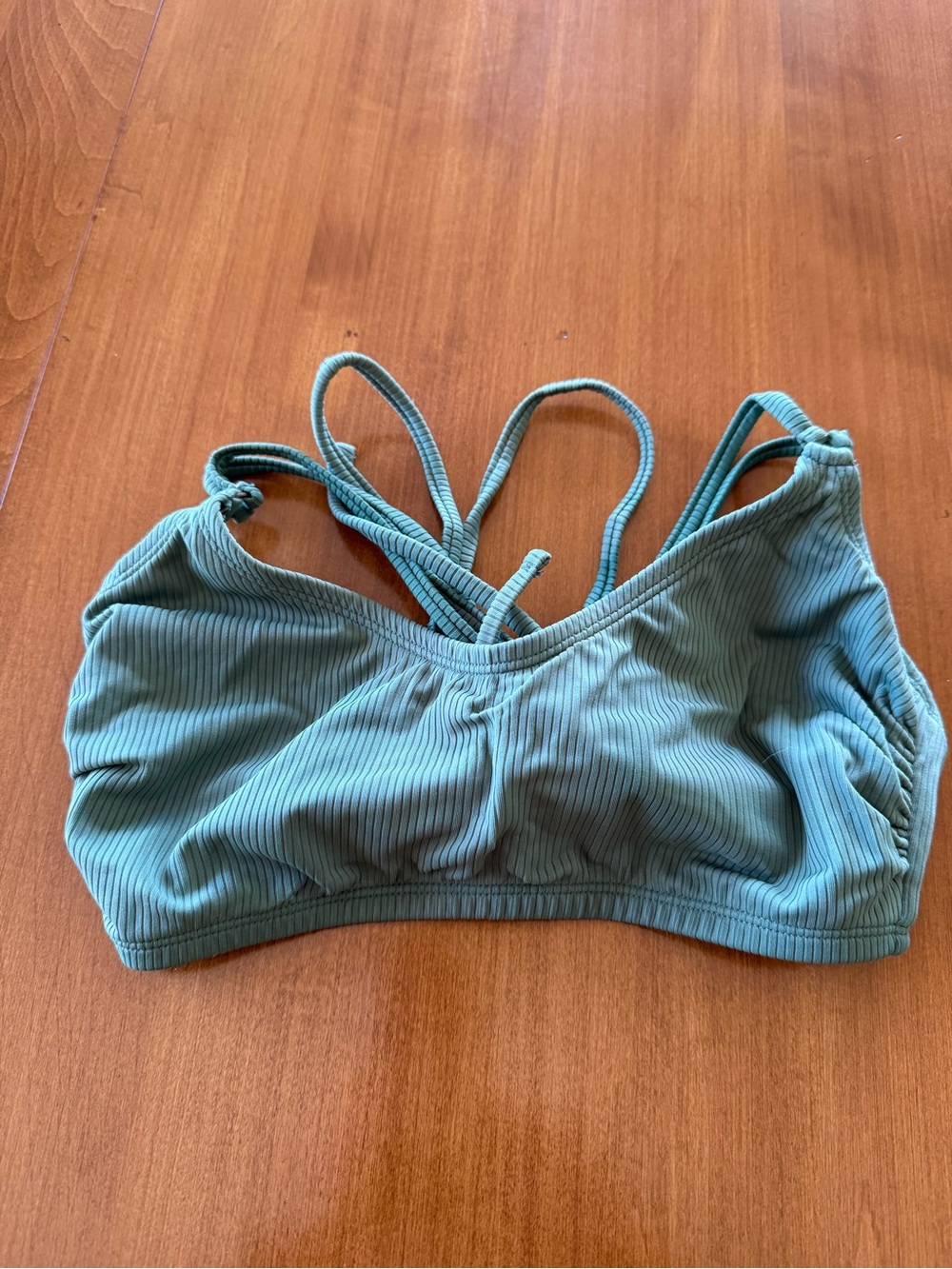 Xhilaration Sage Green Ribbed Strappy Bikini Top
